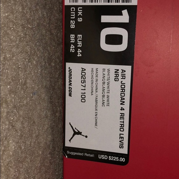 Authentic Levi’s Air Jordan Retro 4 white Levi - Picture 8 of 8